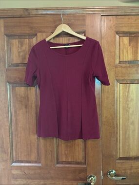 Ann Taylor Short-Sleeve Scoop-Neck Tunic in Wine